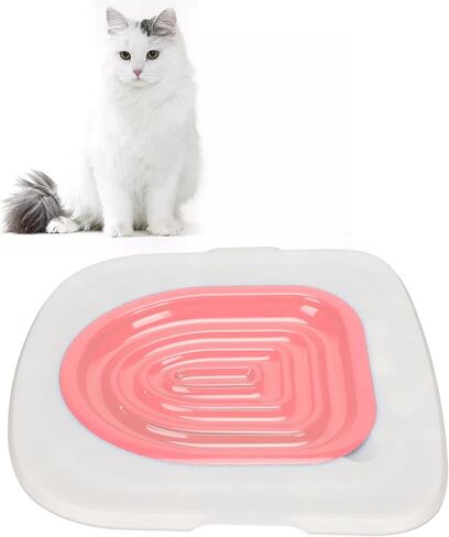 Cat Toilet Trainer Kit, Reusable Cat Toilet Training Tool, Universal Fit for All Toilet Seats Round and Elongated, ABS Material 2 Pads Included, for Pet Cleaning (White Tray, 1 Pink Inner in Kuwait