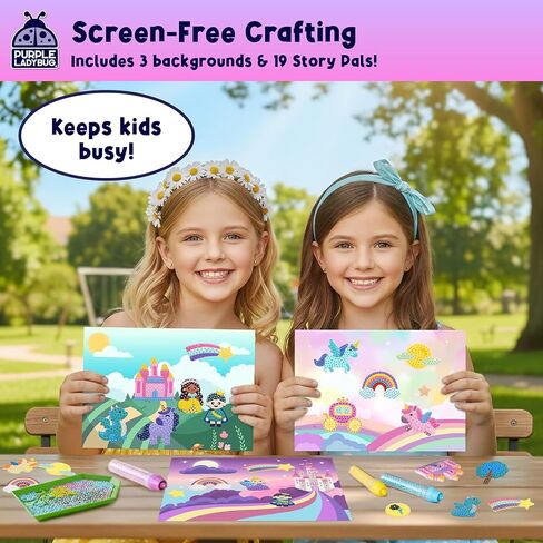 PURPLE LADYBUG My Beadstories Unicorn & Princess Bead Art Craft Kit, DIY Mosaic Activity with Story Pals & Backgrounds Birthday gift idea, Colorful Art Kit Crafts for Girls Age 6-7 year old girl gifts in Kuwait