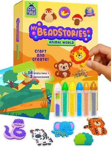 PURPLE LADYBUG My Beadstories Unicorn & Princess Bead Art Craft Kit, DIY Mosaic Activity with Story Pals & Backgrounds Birthday gift idea, Colorful Art Kit Crafts for Girls Age 6-7 year old girl gifts in Kuwait