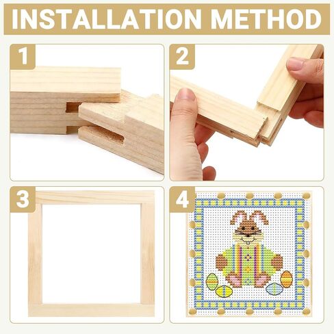 2 Sets Needlepoint Stretcher Bars for Needlework with 40 Tacks, 2 Sizes 8 Pcs Wooden Canvas Stretcher Bars Needlepoint Frame Set Art Supplies for Needlework Embroidery, Embroidery Enthusiasts's Gifts in Kuwait