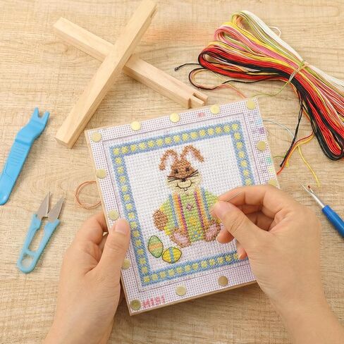 2 Sets Needlepoint Stretcher Bars for Needlework with 40 Tacks, 2 Sizes 8 Pcs Wooden Canvas Stretcher Bars Needlepoint Frame Set Art Supplies for Needlework Embroidery, Embroidery Enthusiasts's Gifts in Kuwait