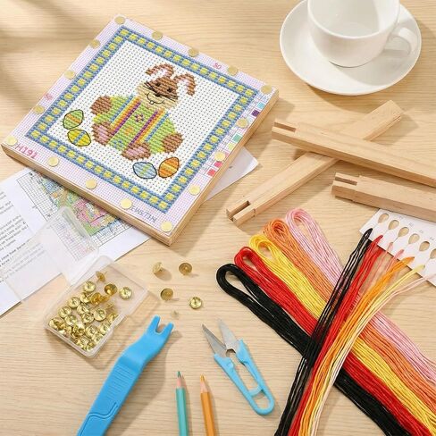 2 Sets Needlepoint Stretcher Bars for Needlework with 40 Tacks, 2 Sizes 8 Pcs Wooden Canvas Stretcher Bars Needlepoint Frame Set Art Supplies for Needlework Embroidery, Embroidery Enthusiasts's Gifts in Kuwait