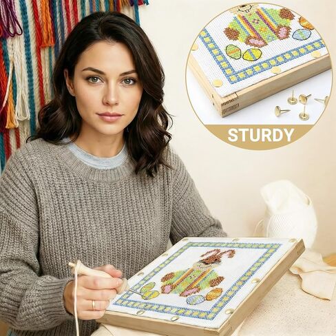 2 Sets Needlepoint Stretcher Bars for Needlework with 40 Tacks, 2 Sizes 8 Pcs Wooden Canvas Stretcher Bars Needlepoint Frame Set Art Supplies for Needlework Embroidery, Embroidery Enthusiasts's Gifts in Kuwait