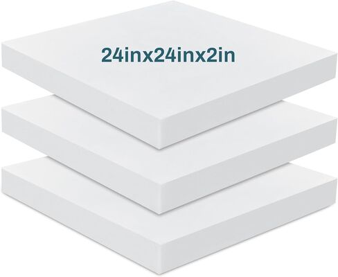 Frienda 3 عبوات 3 × 20 × 20 بوصة تنجيد وسادة إسفنجية عالية الكثافة بديلة مربعة القطع لحجم الأريكة الإسفنجية لأرائك الكرسي وحشو الشحن وتعبئة المشاريع التنكرية DIY in Kuwait