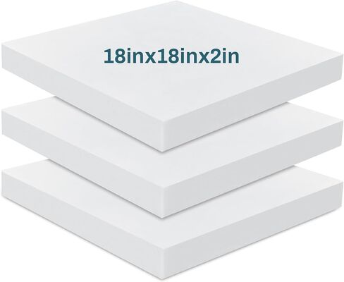 Frienda 3 عبوات 3 × 20 × 20 بوصة تنجيد وسادة إسفنجية عالية الكثافة بديلة مربعة القطع لحجم الأريكة الإسفنجية لأرائك الكرسي وحشو الشحن وتعبئة المشاريع التنكرية DIY in Kuwait