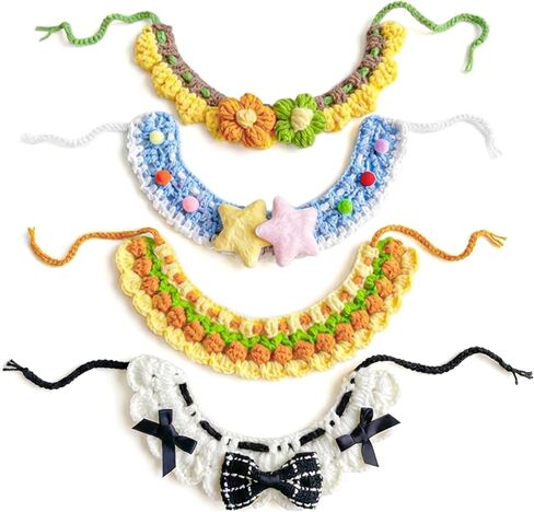 4PCS Cute Knitted Pet Collars – Adjustable, Soft & Comfortable, Suitable for Daily Wear for Kittens and Small Dogs in Kuwait