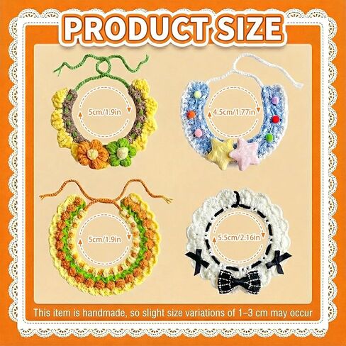 4PCS Cute Knitted Pet Collars – Adjustable, Soft & Comfortable, Suitable for Daily Wear for Kittens and Small Dogs in Kuwait