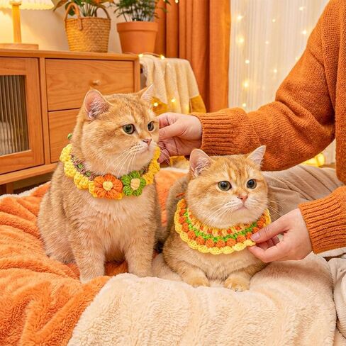 4PCS Cute Knitted Pet Collars – Adjustable, Soft & Comfortable, Suitable for Daily Wear for Kittens and Small Dogs in Kuwait