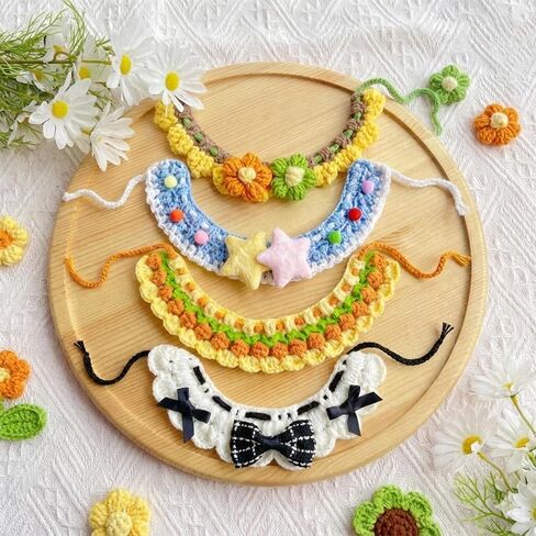 4PCS Cute Knitted Pet Collars – Adjustable, Soft & Comfortable, Suitable for Daily Wear for Kittens and Small Dogs in Kuwait