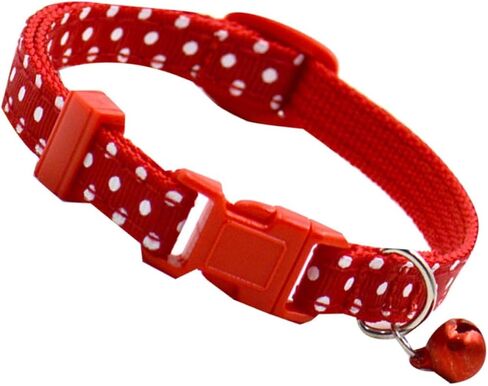 Mipcase Dog Collar with Bell : Polka Dots Puppy Bell Collar with Adjustable Buckle for Cats and Small Dogs, Lightweight & Comfortable (Red) in Saudi Arabia