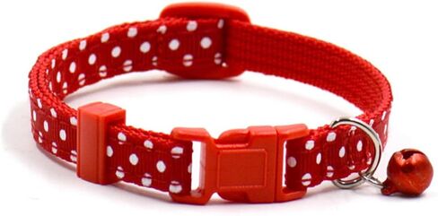 Mipcase Dog Collar with Bell : Polka Dots Puppy Bell Collar with Adjustable Buckle for Cats and Small Dogs, Lightweight & Comfortable (Red) in Saudi Arabia
