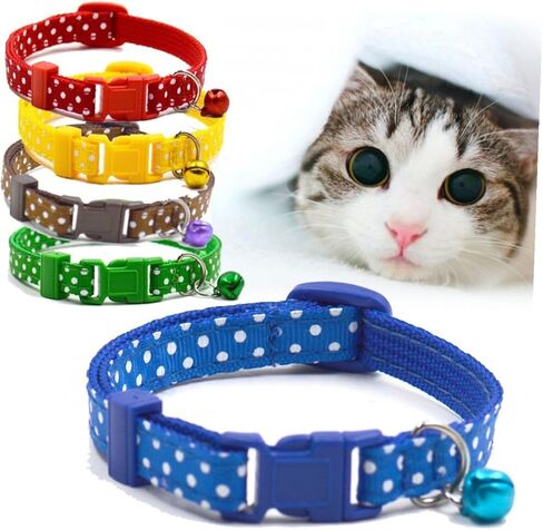 Mipcase Dog Collar with Bell : Polka Dots Puppy Bell Collar with Adjustable Buckle for Cats and Small Dogs, Lightweight & Comfortable (Red) in Saudi Arabia
