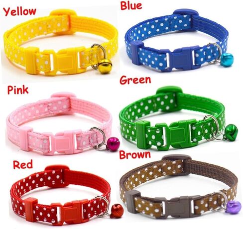Mipcase Dog Collar with Bell : Polka Dots Puppy Bell Collar with Adjustable Buckle for Cats and Small Dogs, Lightweight & Comfortable (Red) in Saudi Arabia