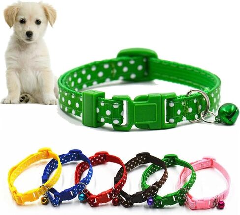 Mipcase Dog Collar with Bell : Polka Dots Puppy Bell Collar with Adjustable Buckle for Cats and Small Dogs, Lightweight & Comfortable (Red) in Saudi Arabia