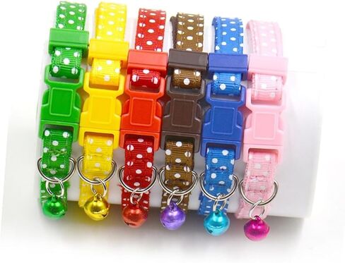 Mipcase Dog Collar with Bell : Polka Dots Puppy Bell Collar with Adjustable Buckle for Cats and Small Dogs, Lightweight & Comfortable (Red) in Saudi Arabia