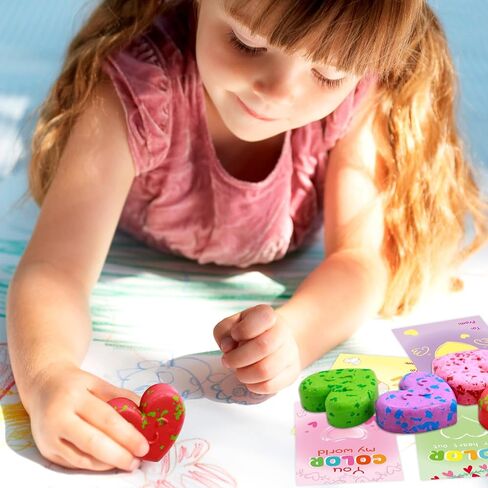 Fancy Land 24 Pack Valentines Gifts for Kids Classroom Heart Crayon Kids Valentines Day Cards for School Classroom Exchange Gifts Party Favors in Saudi Arabia