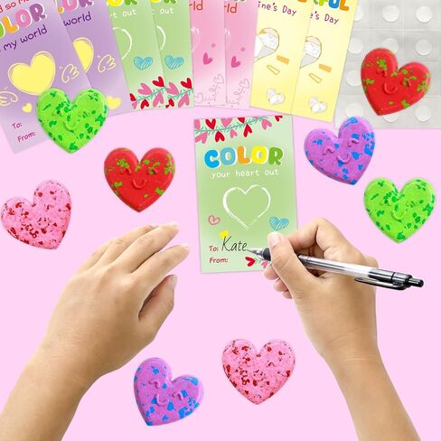 Fancy Land 24 Pack Valentines Gifts for Kids Classroom Heart Crayon Kids Valentines Day Cards for School Classroom Exchange Gifts Party Favors in Saudi Arabia