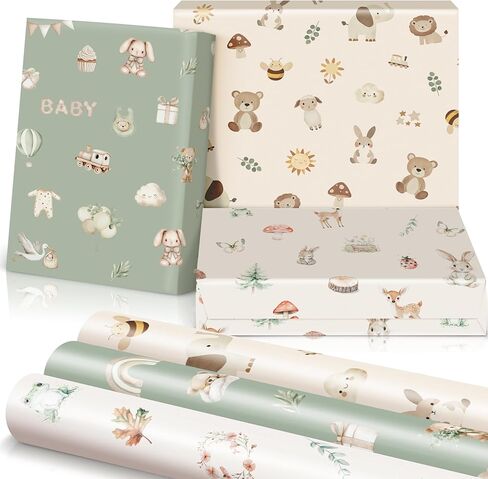 ZICOTO Beautiful Gift Wrapping Paper Rolls for Baby Shower - Cute Set of 3 Quality Rolls For Birthdays & Baby Showers - Add a Touch of Magic to Every Gift You Wrap - 17 x 120 in in Saudi Arabia