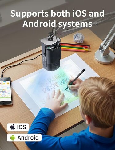 جهاز عرض رسم FEELWORLD HY520 للفنانين والأطفال المبتدئين، جهاز عرض فني محمول بدقة 720 بكسل عالي الدقة مع واي فاي 6 بلوتوث 5.0، حجر مفاتيح تلقائي، عرض 30-150 بوصة للتتبع والرسم واستخدام الفصول الدراسية المنزلية in Saudi Arabia