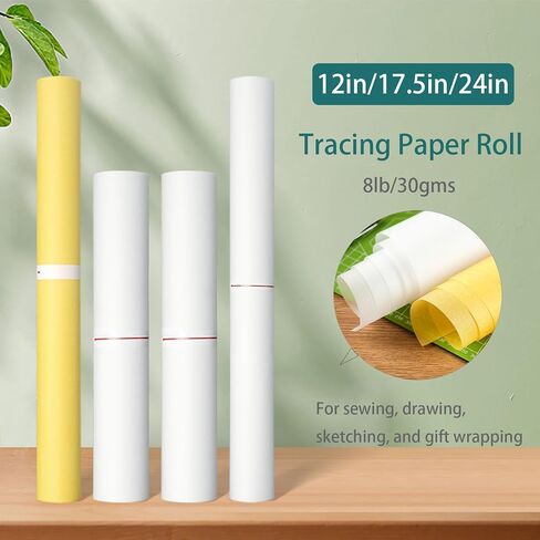 SEMLEART Tracing Paper Roll,24-inch x 25yard，White Translucent Vellum,Pattern Paper for Sewing, Drawing, Sketching, Gift Wrapping in Kuwait