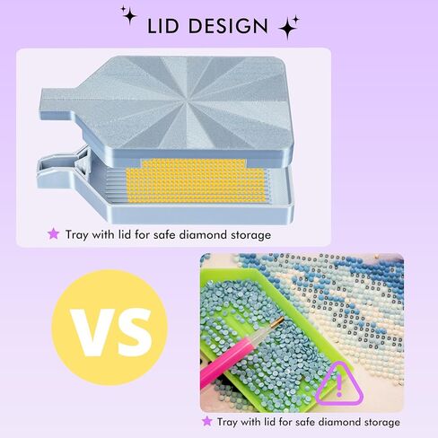 Diamond Art Trays with Lids, Multi-Color Partitioned Diamond Painting Tray, Suitable for 5D Diamond Dots, Blue Green in Kuwait