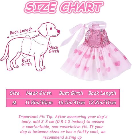 Dog Dress Pink Heart Tulle Tutu Skirt with Sequins for Small Dog Cat Valentine's Day Wedding Birthday Party Outfit in Saudi Arabia