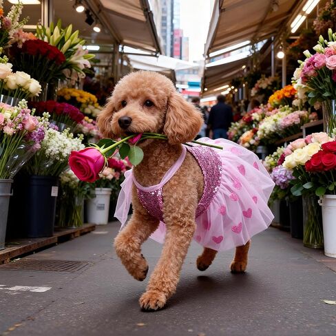 Dog Dress Pink Heart Tulle Tutu Skirt with Sequins for Small Dog Cat Valentine's Day Wedding Birthday Party Outfit in Saudi Arabia