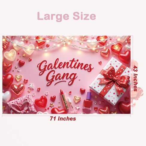 Galentine’s Day Party Banner Large Size 71 x 43 Inches, Pink Heart "Galentines Gang" Wall Decoration for Girls Night, Valentine’s Day Party, Photo Booth Decoration in Saudi Arabia