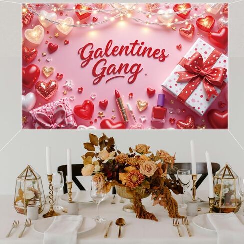 Galentine’s Day Party Banner Large Size 71 x 43 Inches, Pink Heart "Galentines Gang" Wall Decoration for Girls Night, Valentine’s Day Party, Photo Booth Decoration in Saudi Arabia
