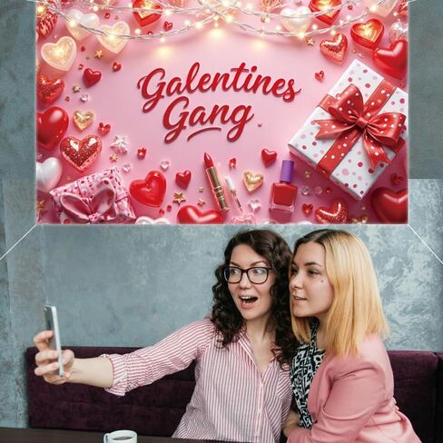 Galentine’s Day Party Banner Large Size 71 x 43 Inches, Pink Heart "Galentines Gang" Wall Decoration for Girls Night, Valentine’s Day Party, Photo Booth Decoration in Saudi Arabia