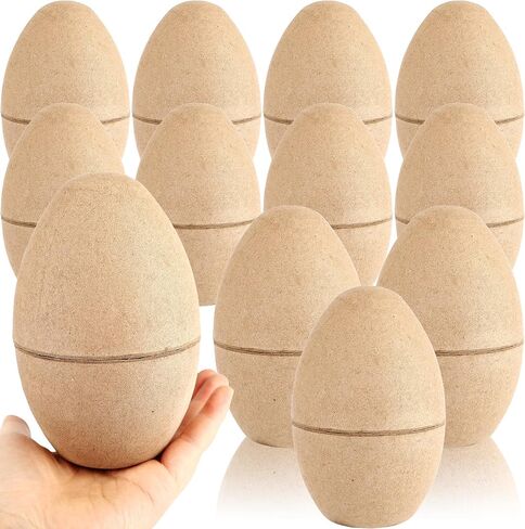 12 Pcs 6 Inch Brown Paper Easter Eggs Unpainted Empty Craft Eggs Large Paper Mache Egg for Easter Decor DIY Projects Hunt Games Party Favors in Saudi Arabia