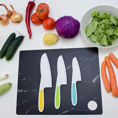 23 Pcs Kids Knife Set for Real Cooking, Montessori Kitchen Toys for Toddlers Kids Cooking Sets, Toddler Knife Set with Plastic Children Safe Knives, Wooden Knife, Potato Slicers, Peeler, Cutting Board in Saudi Arabia