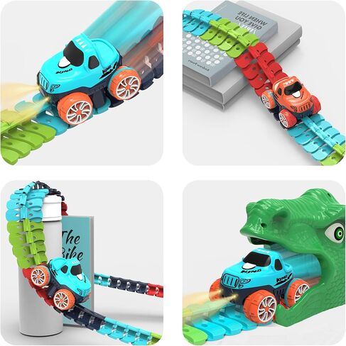 Race Track Toy for Kids Boys with LED Light-Up Car, Flexible Changeable Battery Electric Race Car Track for 3 4 5 6 7 8+Year Old Boys Girls as Birthday Party Gifts (184pcs,1car) in Saudi Arabia
