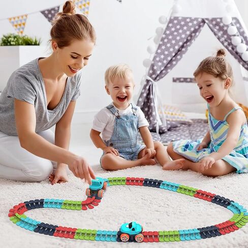 Race Track Toy for Kids Boys with LED Light-Up Car, Flexible Changeable Battery Electric Race Car Track for 3 4 5 6 7 8+Year Old Boys Girls as Birthday Party Gifts (184pcs,1car) in Saudi Arabia