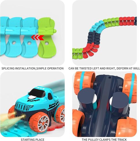 Race Track Toy for Kids Boys with LED Light-Up Car, Flexible Changeable Battery Electric Race Car Track for 3 4 5 6 7 8+Year Old Boys Girls as Birthday Party Gifts (184pcs,1car) in Saudi Arabia