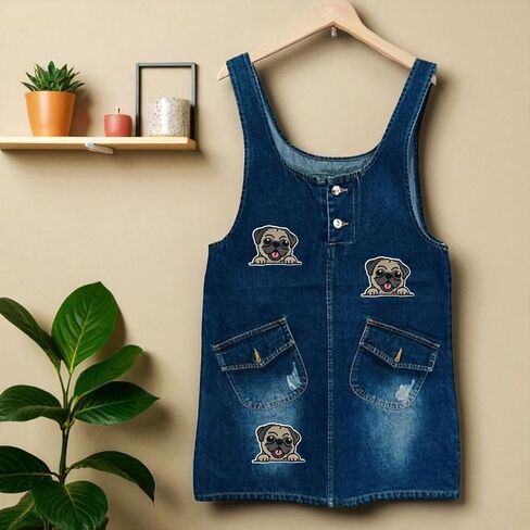 Mini Pug Dog Embroidered Patch Cartoon Appliques Fabric Clothing Jackets Jeans Sweatshirts Hats Bags Backpack (3 PCS.) in Kuwait