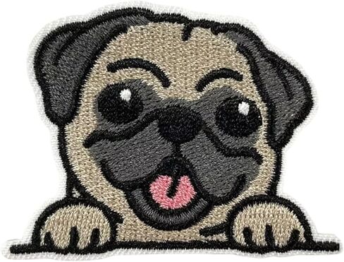 Mini Pug Dog Embroidered Patch Cartoon Appliques Fabric Clothing Jackets Jeans Sweatshirts Hats Bags Backpack (3 PCS.) in Kuwait