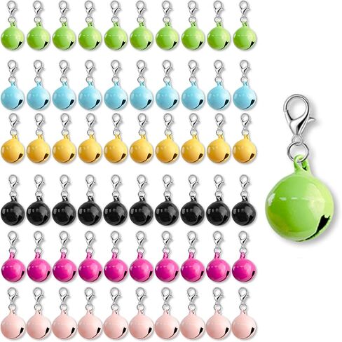 60 Pcs of Cat Bell for Collars, Small Jingle Bells for Dog Collars, Cat Bells for Collar Loud, Candy Colors Pet Bell with Clasp for Dog Collar Charms and Holiday Party Decoration in Saudi Arabia