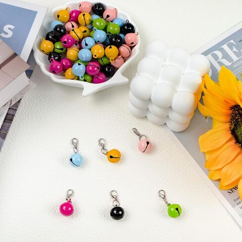 60 Pcs of Cat Bell for Collars, Small Jingle Bells for Dog Collars, Cat Bells for Collar Loud, Candy Colors Pet Bell with Clasp for Dog Collar Charms and Holiday Party Decoration in Saudi Arabia
