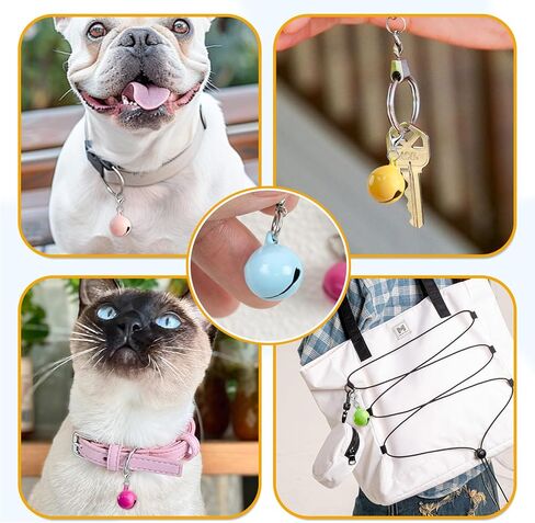 60 Pcs of Cat Bell for Collars, Small Jingle Bells for Dog Collars, Cat Bells for Collar Loud, Candy Colors Pet Bell with Clasp for Dog Collar Charms and Holiday Party Decoration in Saudi Arabia