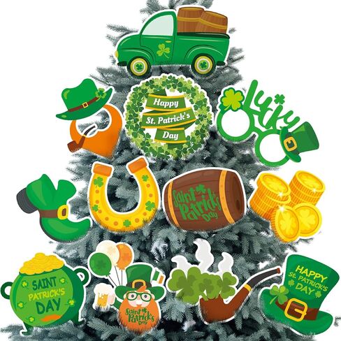 Thyle 12 Pcs 8 Inches St. Patricks Day Decorations Tree Ornaments Extra Large Shamrocks Tree Picks Plastic Clover Irish Decorations for St. Patricks Day Party Decor Gifts in Saudi Arabia