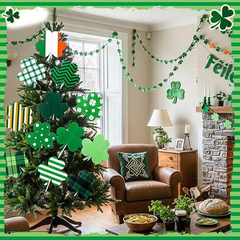 Thyle 12 Pcs 8 Inches St. Patricks Day Decorations Tree Ornaments Extra Large Shamrocks Tree Picks Plastic Clover Irish Decorations for St. Patricks Day Party Decor Gifts in Saudi Arabia