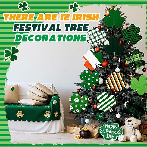 Thyle 12 Pcs 8 Inches St. Patricks Day Decorations Tree Ornaments Extra Large Shamrocks Tree Picks Plastic Clover Irish Decorations for St. Patricks Day Party Decor Gifts in Saudi Arabia