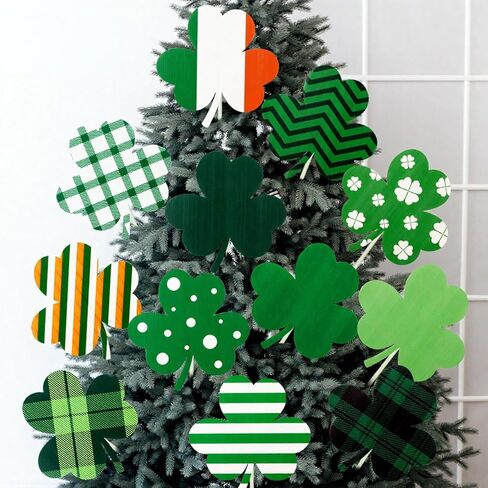 Thyle 12 Pcs 8 Inches St. Patricks Day Decorations Tree Ornaments Extra Large Shamrocks Tree Picks Plastic Clover Irish Decorations for St. Patricks Day Party Decor Gifts in Saudi Arabia