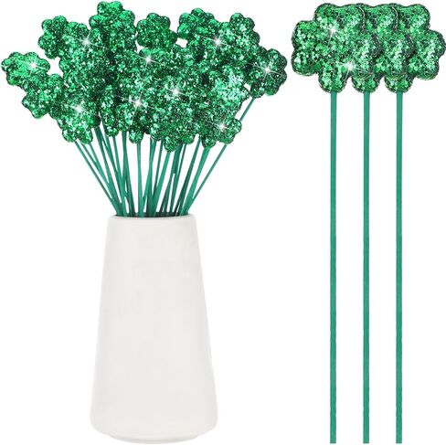 Singhoow 36 Pcs St. Patrick's Day Glitter Shamrock Picks Shamrock Foam Vase Picks for Table Centerpiece Vase Filler St Patricks Day Decorations in Kuwait