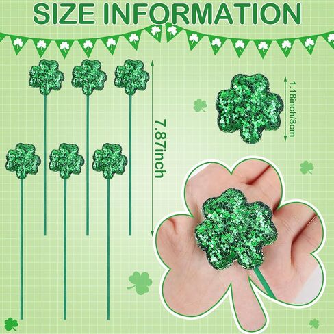 Singhoow 36 Pcs St. Patrick's Day Glitter Shamrock Picks Shamrock Foam Vase Picks for Table Centerpiece Vase Filler St Patricks Day Decorations in Kuwait