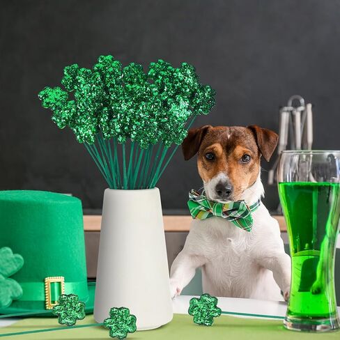 Singhoow 36 Pcs St. Patrick's Day Glitter Shamrock Picks Shamrock Foam Vase Picks for Table Centerpiece Vase Filler St Patricks Day Decorations in Kuwait