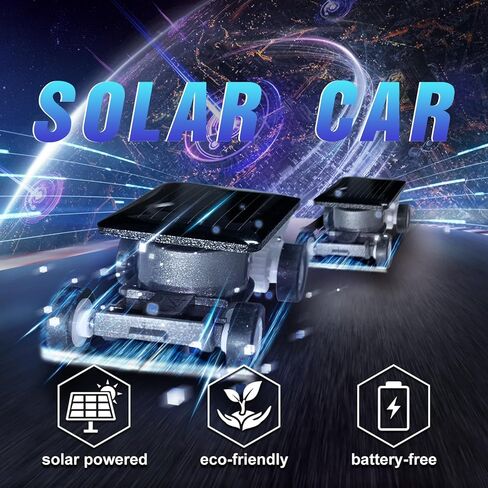 Solar Car Solar Energy Toys for Ages 2-4 5-7 8-10 Cool Solar Powered Tiny Mini Cars Educational Science Kits for Kids (Black) in Saudi Arabia