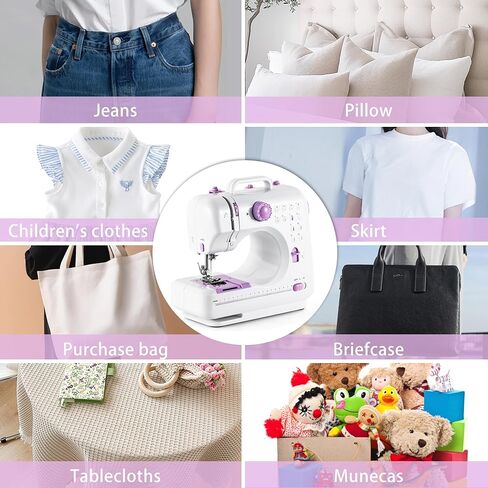 ماكينة خياطة مع طاولة تمديد، ماكينة خياطة صغيرة محمولة، ماكينة خياطة كهربائية محمولة، 12 ماكينة خياطة مع ضوء LED، مجموعة ملحقات الخياطة، مثالية للملابس وأغطية الوسائد والملاءات in Kuwait
