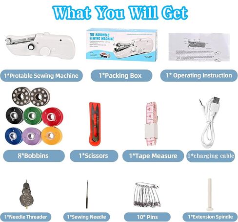 Handheld mini sewing machine, portable fast electric sewing machine, suitable for beginners and adults, and handheld fast sewing device suitable for DIY family travel. in Saudi Arabia